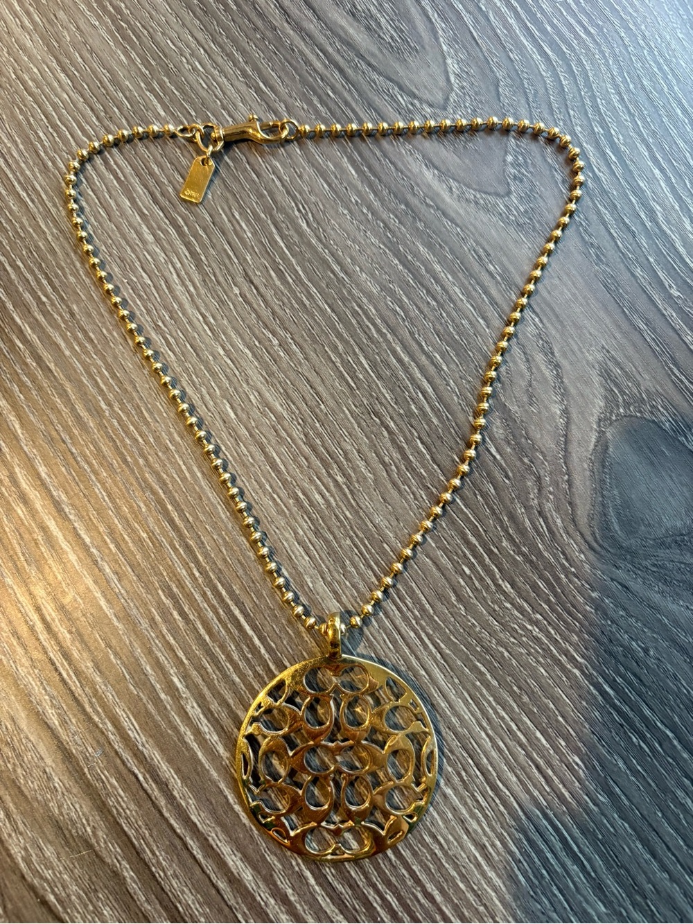 Vintage Coach Miranda Gold-Tone Signature C Medallion Pendant Chain Necklace